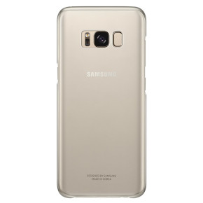 Луксозен твърд гръб ултра тънък прозрачен оригинален EF-QG950 за Samsung Galaxy S8 G950 златен кант 